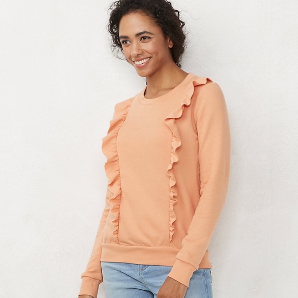 LC Lauren Conrad Tops - LC Lauren Conrad Front Ruffle Sweatshirt